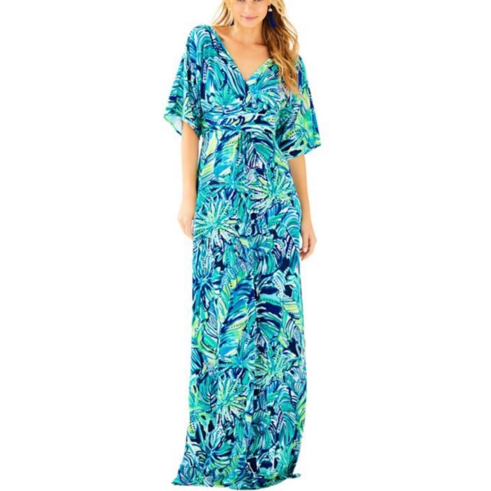 Lilly Pulitzer Parigi Maxi Dress Armadilly Dally Print Size L Petite length